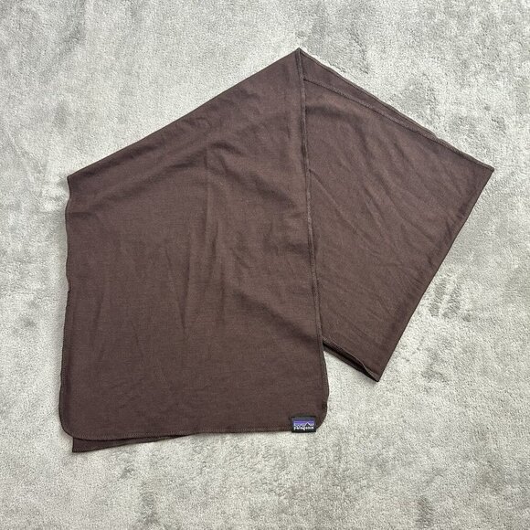 Patagonia Scarf Unisex Adults Brown Solid Pattern Snow Winter Cover Casual 64” - Picture 1 of 6